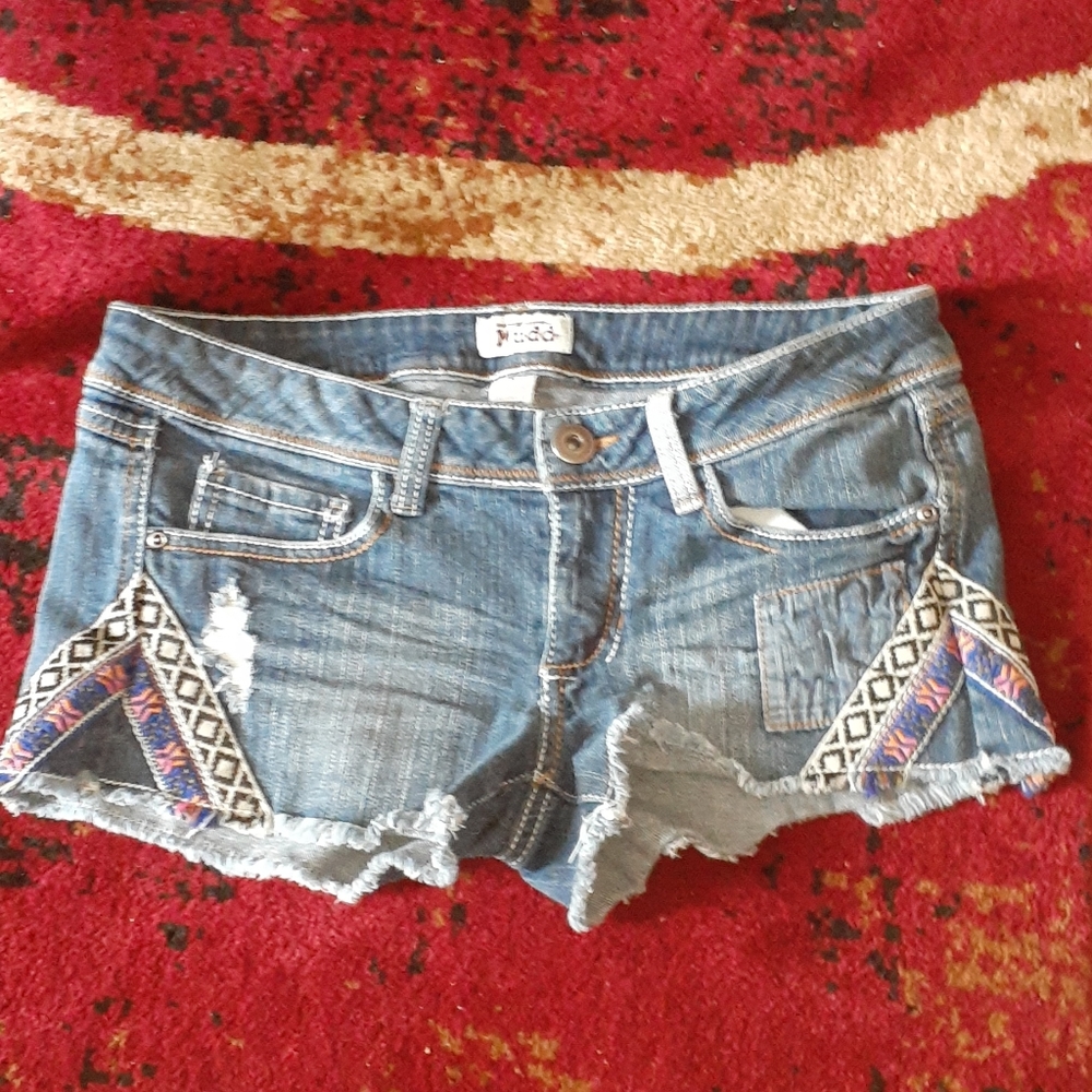 Muddy denim shorts